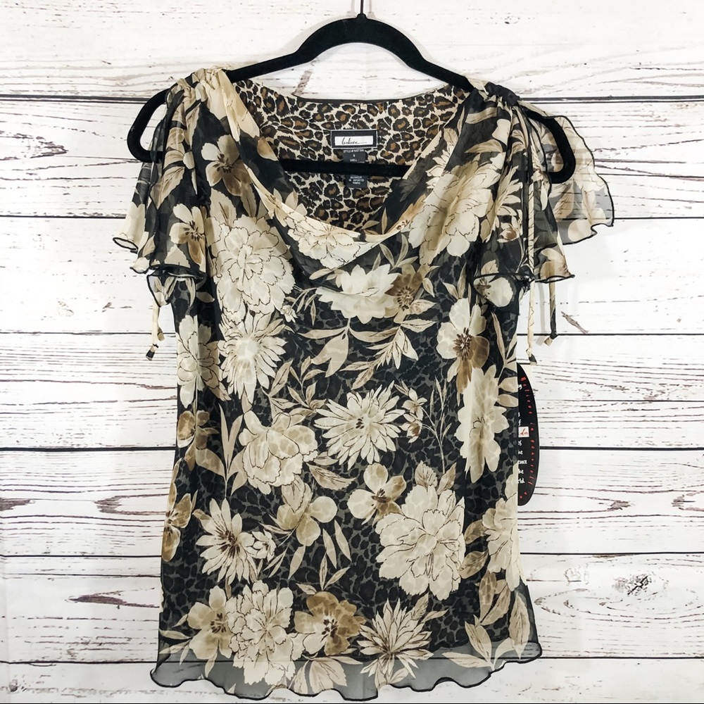 Believe Floral/Cheetah 2 LayerTop